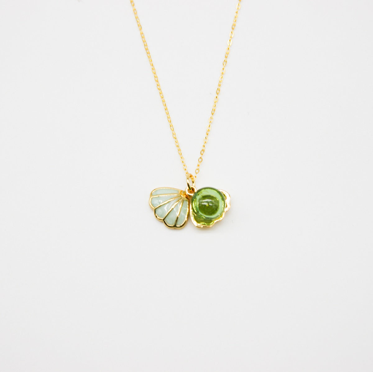 Green Shell Murano Aroma Necklace - Electric Lime | Energy & Healing | Diffuse on the go | 925 Silver-0