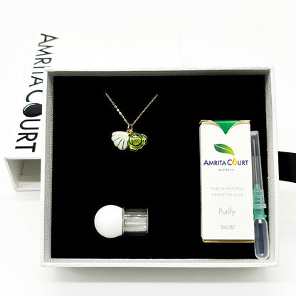 Green Shell Murano Aroma Necklace - Electric Lime | Energy & Healing | Diffuse on the go | 925 Silver-4