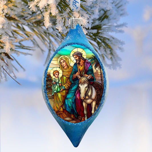 Holy Family Drop Glass Ornament by G. Debrekht - Nativity Holiday Decor - 757-054-0