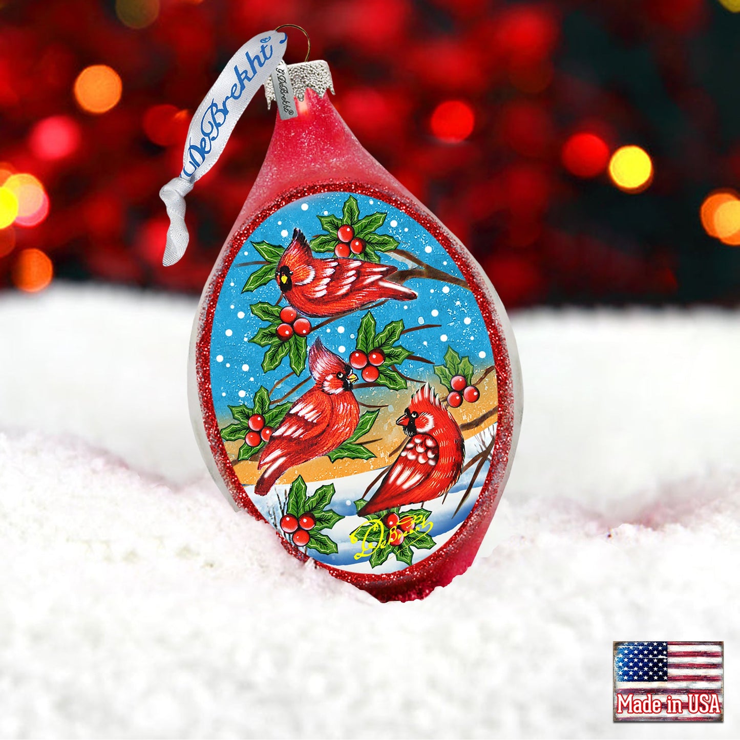 Cardinal Friends Drop Glass Ornament by G. DeBrekht - Christmas Décor - 757-037-1