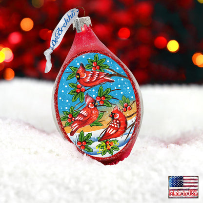 Cardinal Friends Drop Glass Ornament by G. DeBrekht - Christmas Décor - 757-037-1
