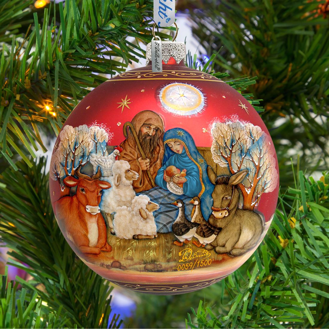 Story of Nativity Ball Glass Ornament Limited Edition by G. DeBrekht - Nativity Holiday Decor - 73853-3