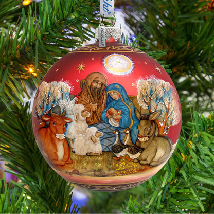 Story of Nativity Ball Glass Ornament Limited Edition by G. DeBrekht - Nativity Holiday Decor - 73853-3