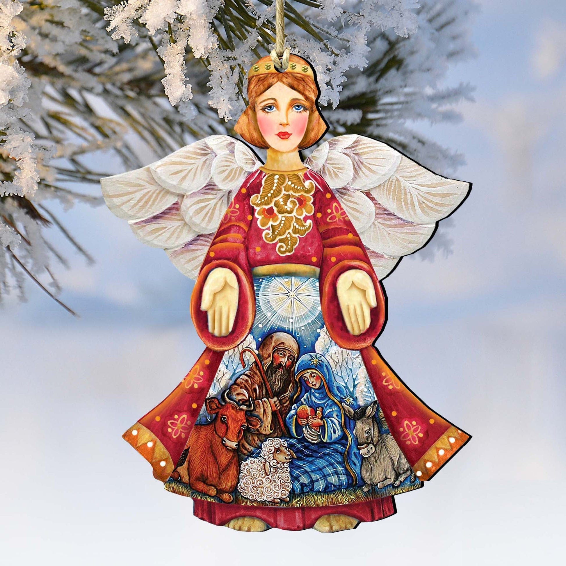 Nativity Christmas Angel Wooden Ornaments by G. DeBrekht - Nativity Holiday Decor - 8152722-0