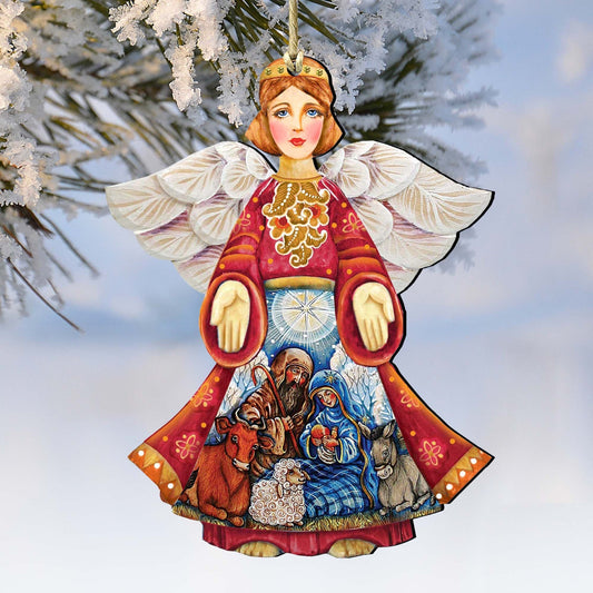 Nativity Christmas Angel Wooden Ornaments by G. DeBrekht - Nativity Holiday Decor - 8152722-0