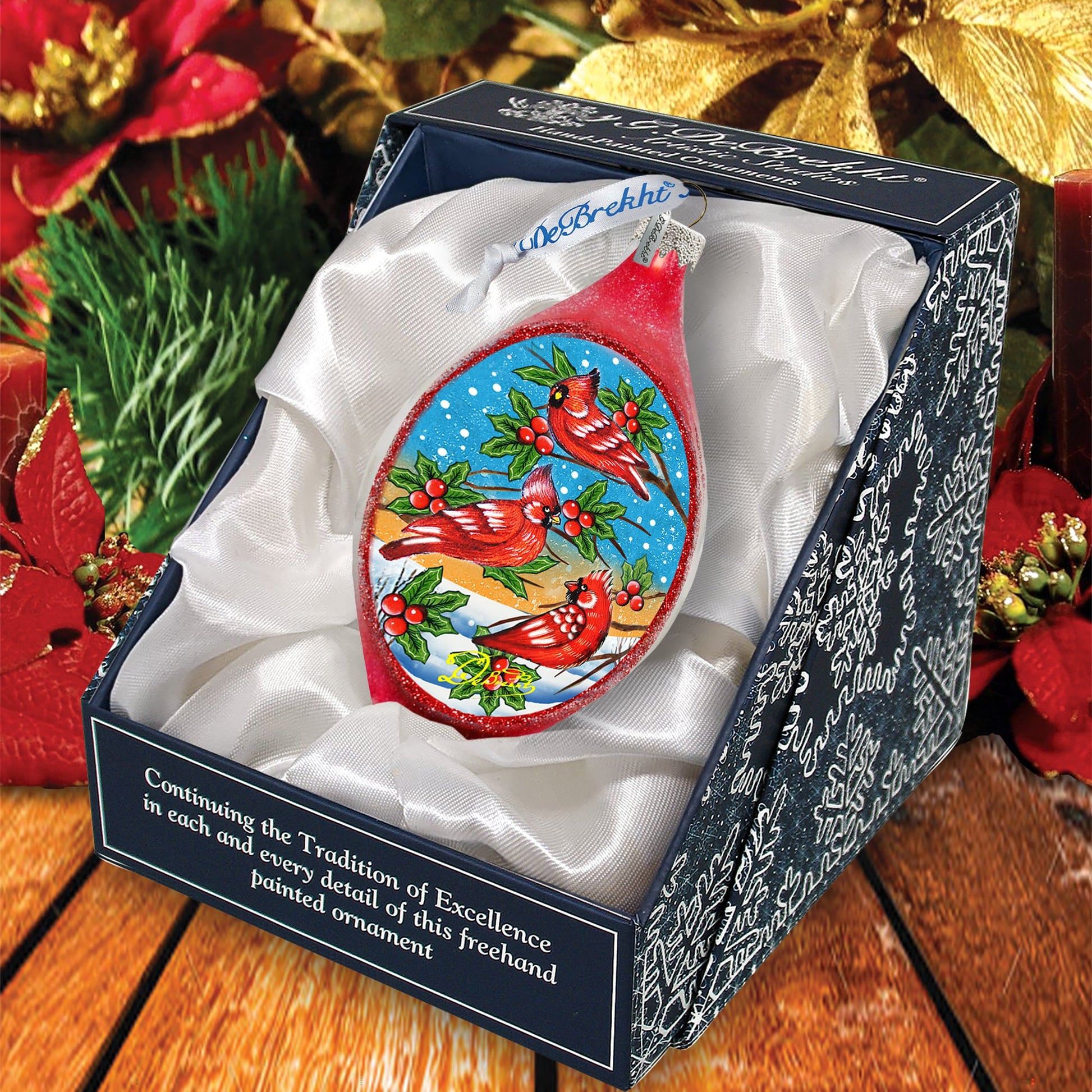 Cardinal Friends Drop Glass Ornament by G. DeBrekht - Christmas Décor - 757-037-4