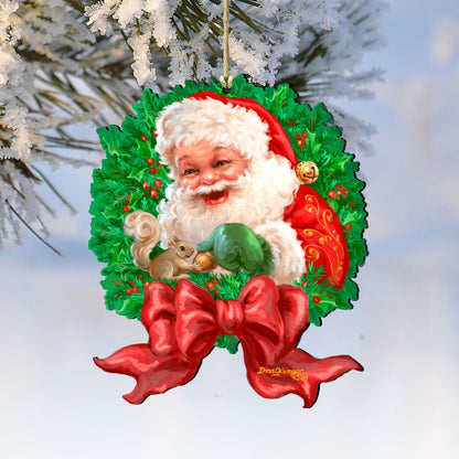 Wreath Santa Bow Wooden Ornaments by Gelsinger - Christmas Decor - 8161014-1309-1