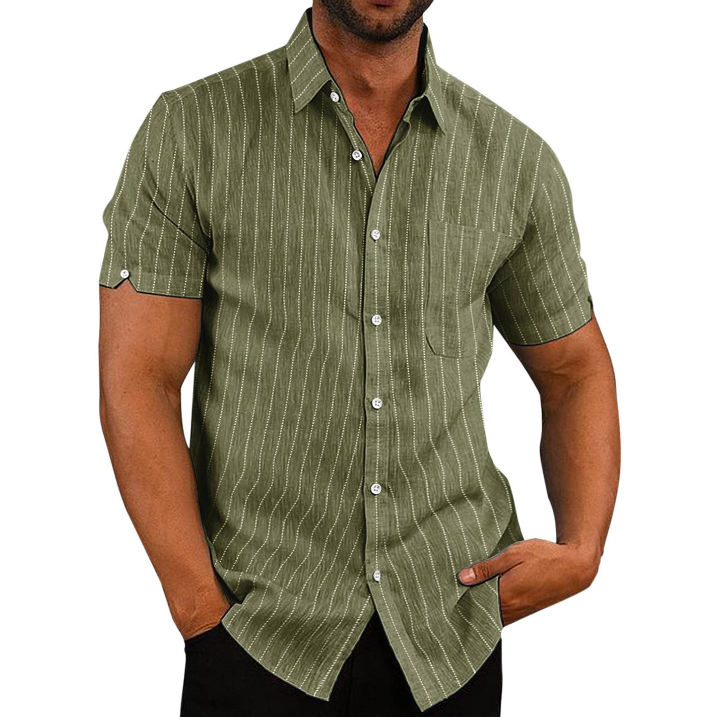 Short Sleeve Solid Color Button Shirt