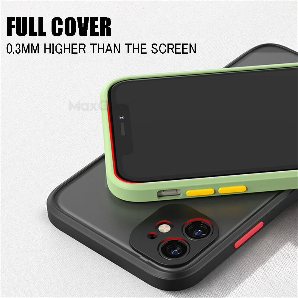 Shockproof Armor Matte Silicone Case For iPhone