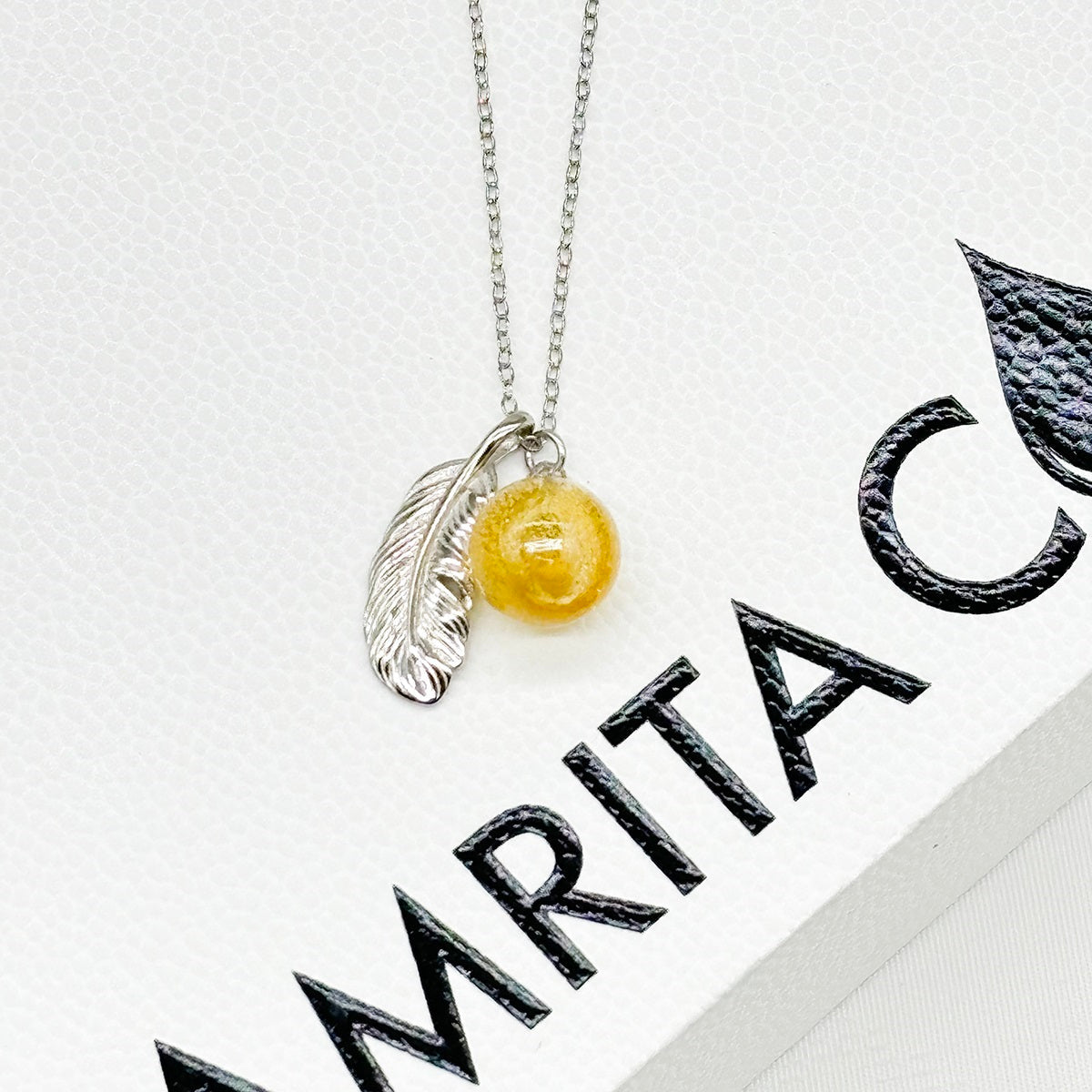 Sterling Silver Leave Aroma Necklace - Yellow | Energy & Healing | Diffuse on the go-3