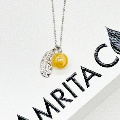 Sterling Silver Leave Aroma Necklace - Yellow | Energy & Healing | Diffuse on the go-3