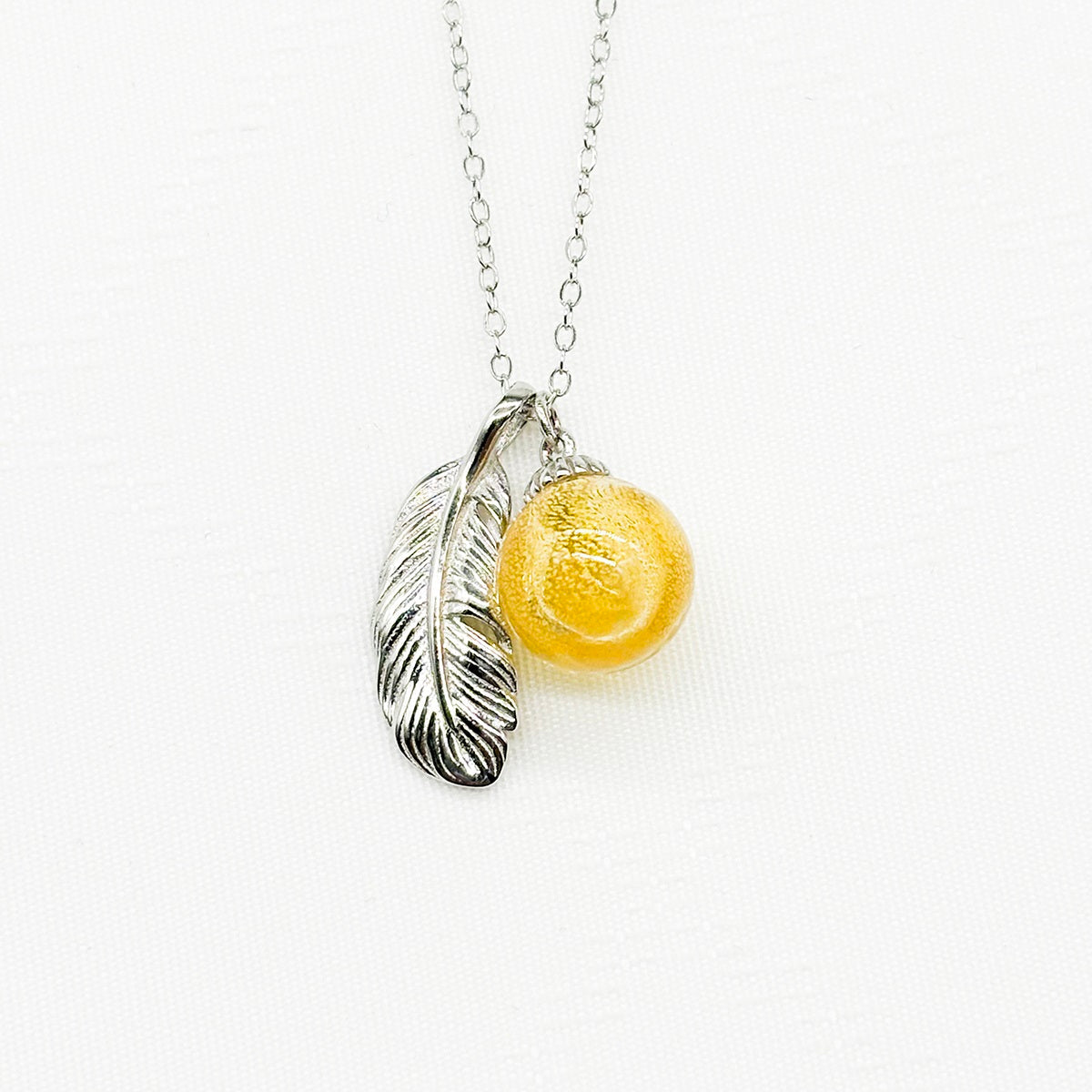 Sterling Silver Leave Aroma Necklace - Yellow | Energy & Healing | Diffuse on the go-0