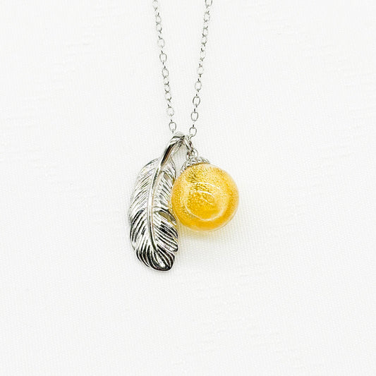 Sterling Silver Leave Aroma Necklace - Yellow | Energy & Healing | Diffuse on the go-0