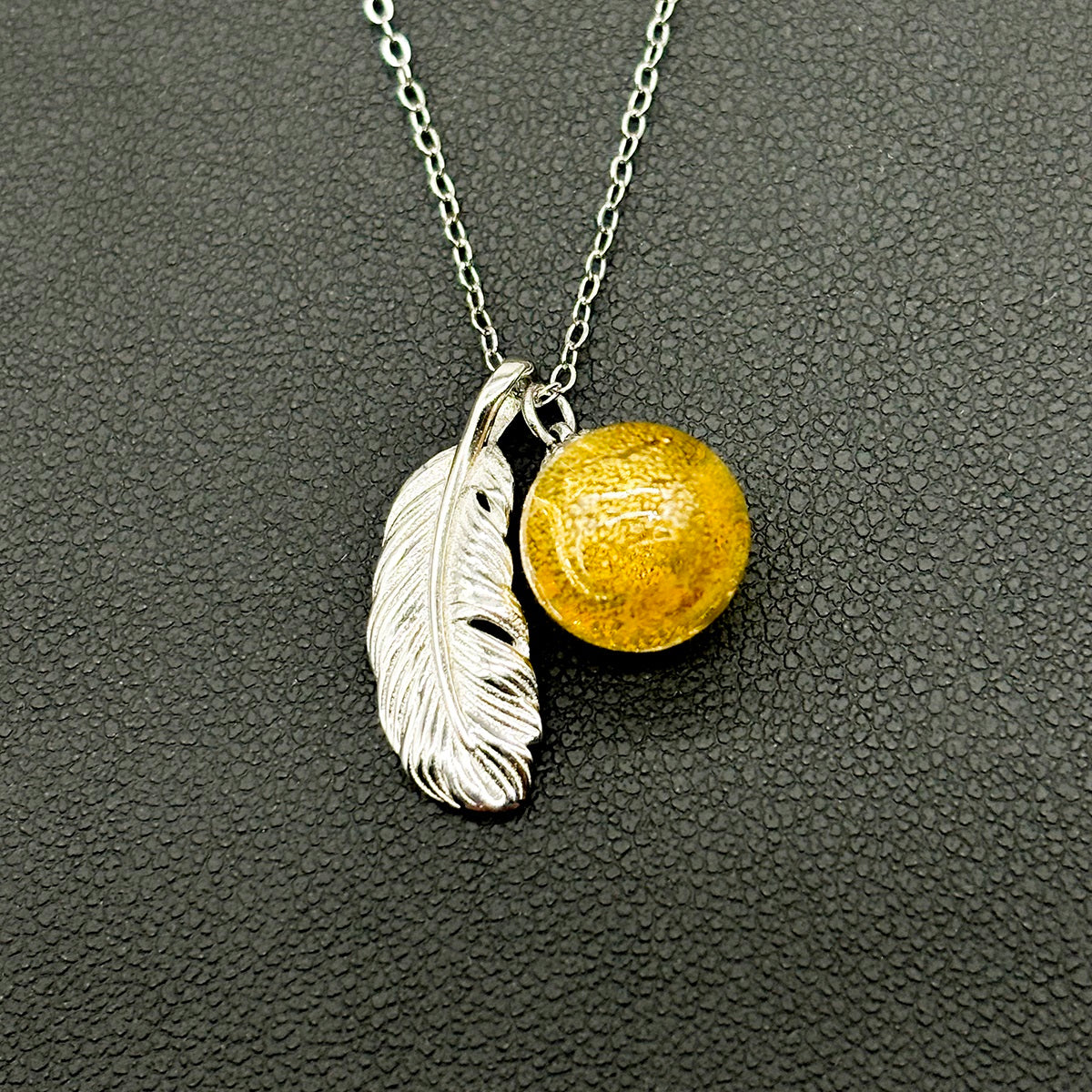 Sterling Silver Leave Aroma Necklace - Yellow | Energy & Healing | Diffuse on the go-2