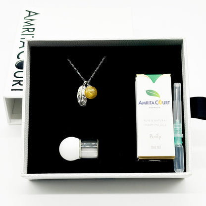Sterling Silver Leave Aroma Necklace - Yellow | Energy & Healing | Diffuse on the go-4