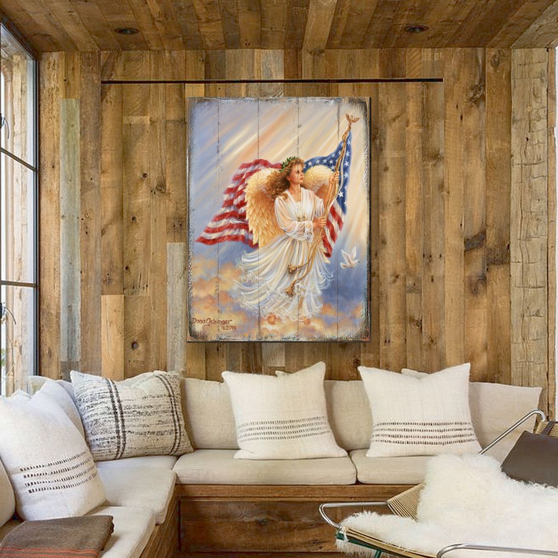 American Angel Art Wooden Wall Art by D. Gelsinger - American Patriotic Decor - 95655B-0107-2