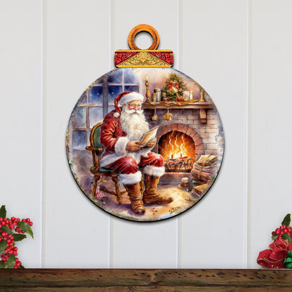 Santa at the Fireplace Wreath Holiday Door Decor by G. Debrekht - Christmas Santa Snowman Decor - 8611089-2H-2