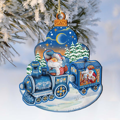 Christmas Train Wooden Ornaments by G. DeBrekht - Christmas Santa Snowman Decor - 8112180-0