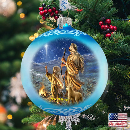 Shepherds Keeping Watch Glass Ornament by D. Gelsinger - Nativity Holiday Decor - 71158-1838-1