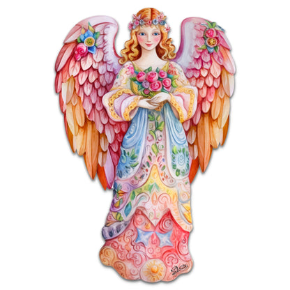 Pink Floral Angel Holiday Door Decor  by G. Debrekht - Christmas Decor - 8611023H-4