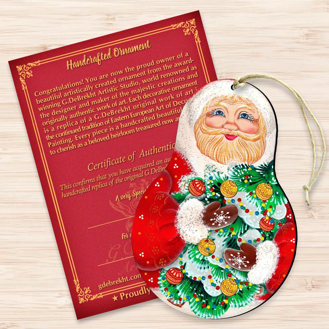 Santa Nesting Doll Wooden Ornaments by G. DeBrekht - Christmas Santa Snowman Decor - 8115011-2-3