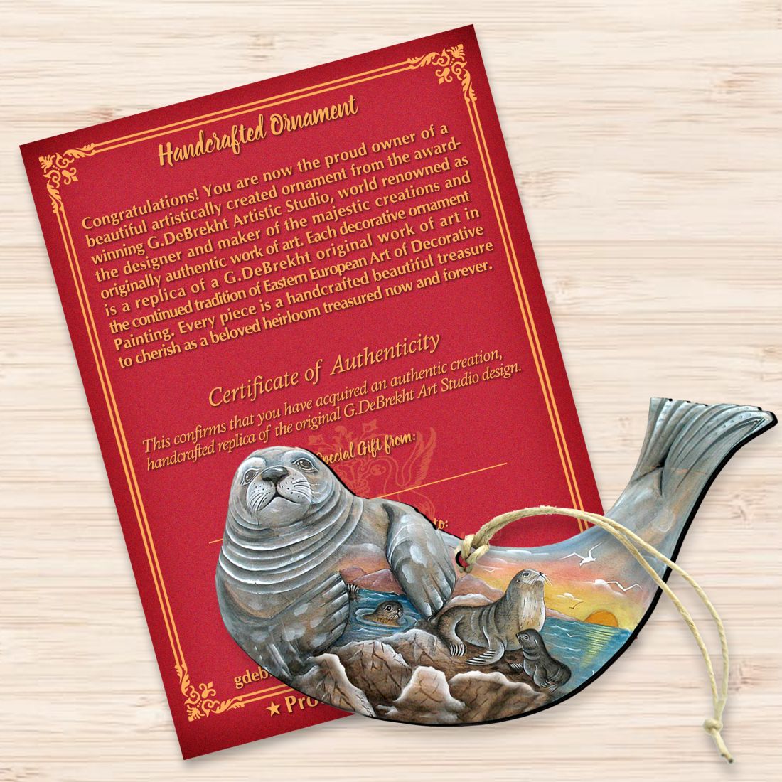 Seal Wooden Ornaments by G. DeBrekht - Coastal Holiday Decor - 8158914-3