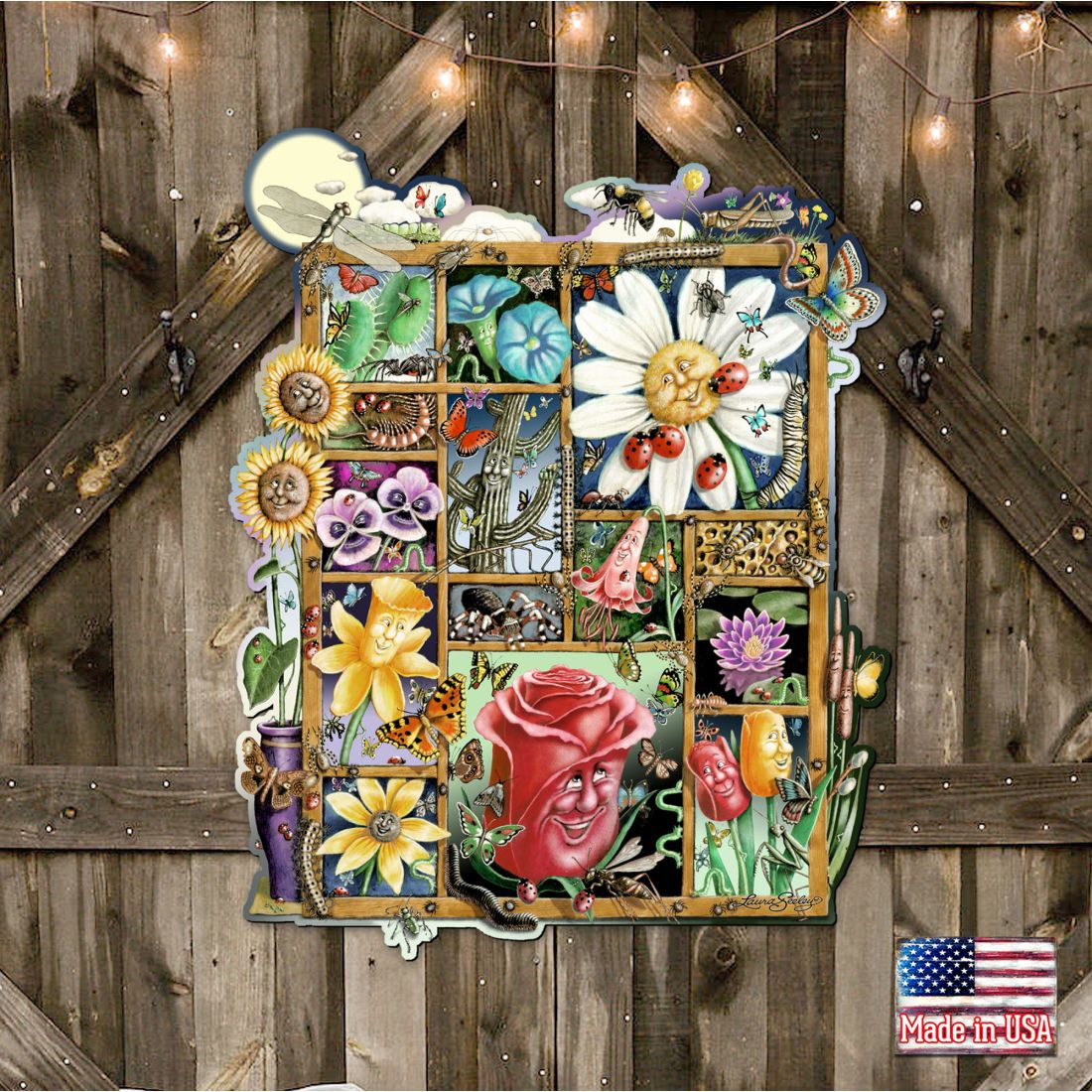 Bugs & Blossoms Whimsical Wall Art by Laura Seeley - Love Family Kids Decor - 8513002-LS-4