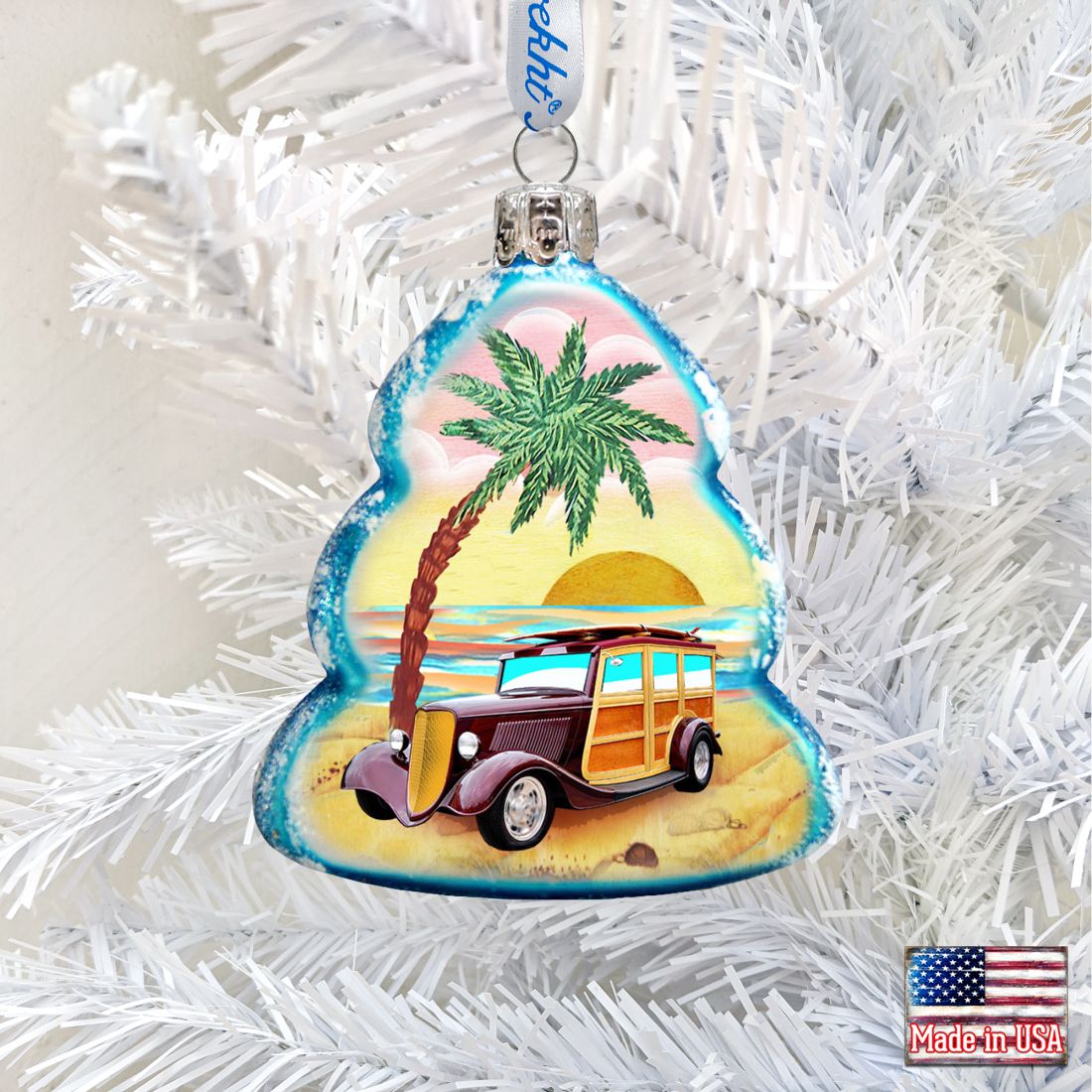 Car Woody Mercury Glass Ornament by G. DeBrekht - Coastal Holiday Decor - 776278-0