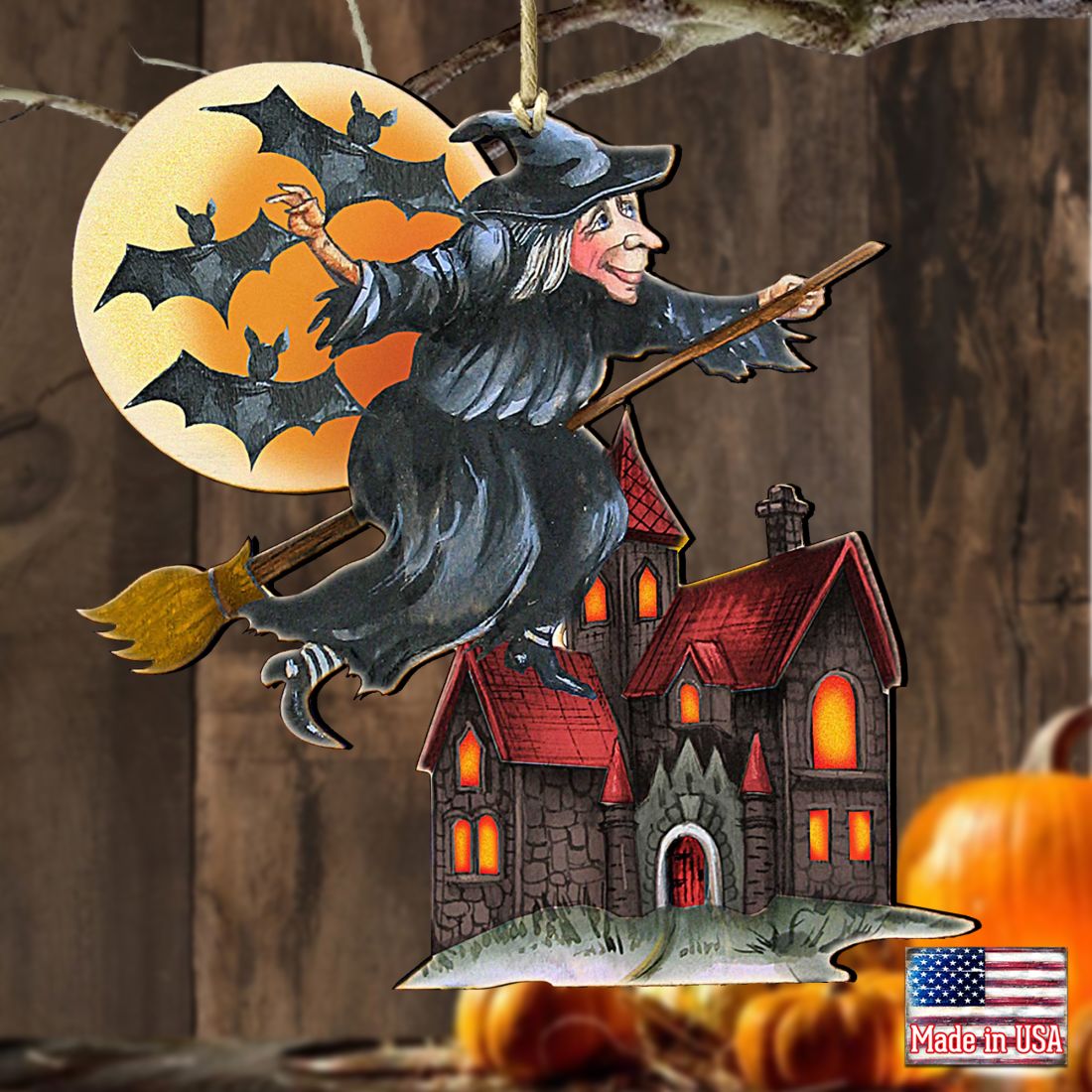 Witch Halloween Wooden Ornaments by G. DeBrekht - Thanksgiving Halloween Decor - 8114010-2