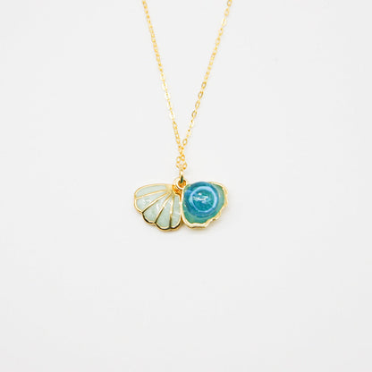 Green Shell Murano Aroma Necklace - Ocean Breeze | Energy & Healing | Diffuse on the go | Sterling Silver Gift-0