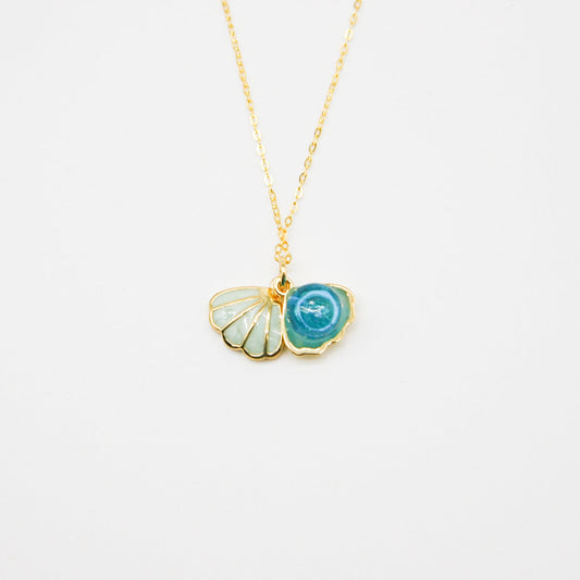 Green Shell Murano Aroma Necklace - Ocean Breeze | Energy & Healing | Diffuse on the go | Sterling Silver Gift-0