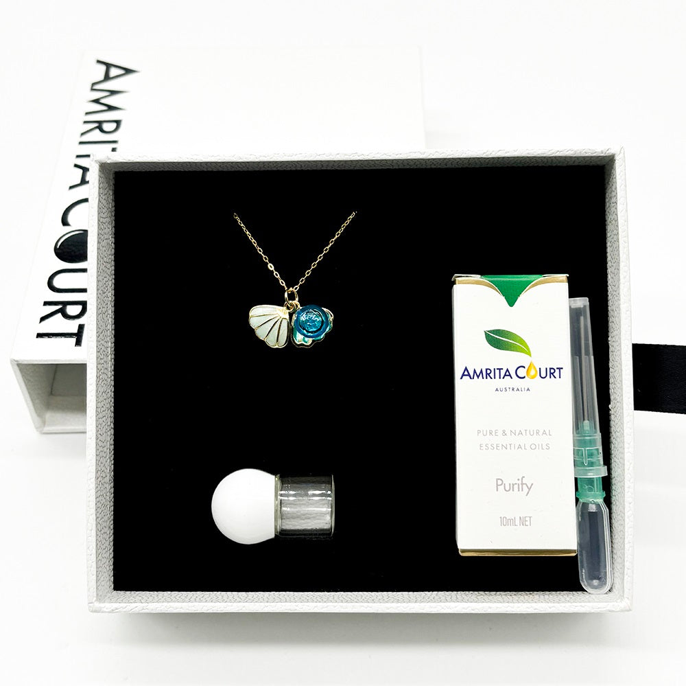 Green Shell Murano Aroma Necklace - Ocean Breeze | Energy & Healing | Diffuse on the go | Sterling Silver Gift-4