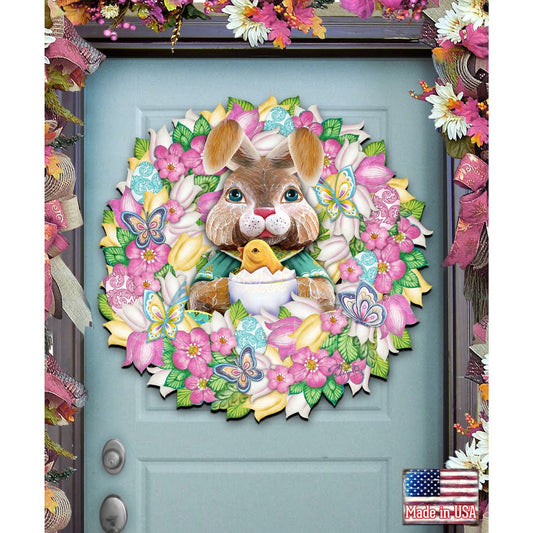 Bunny Holiday Door Wreath by G. DeBrekht - Easter Spring Decor - 8185301-2H-0