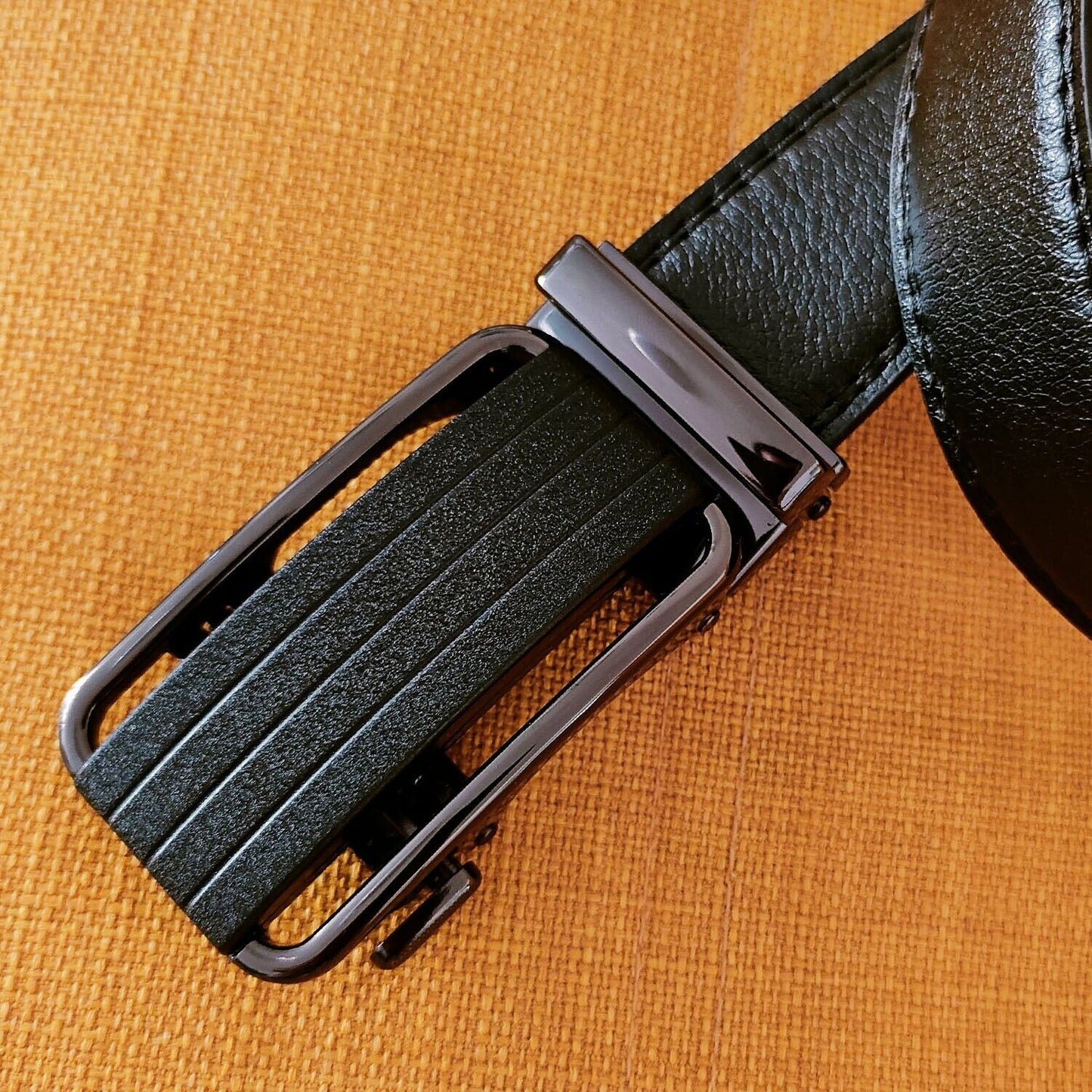 Leather Ratchet Belt For Men Adjustable Size, Slide Buckle