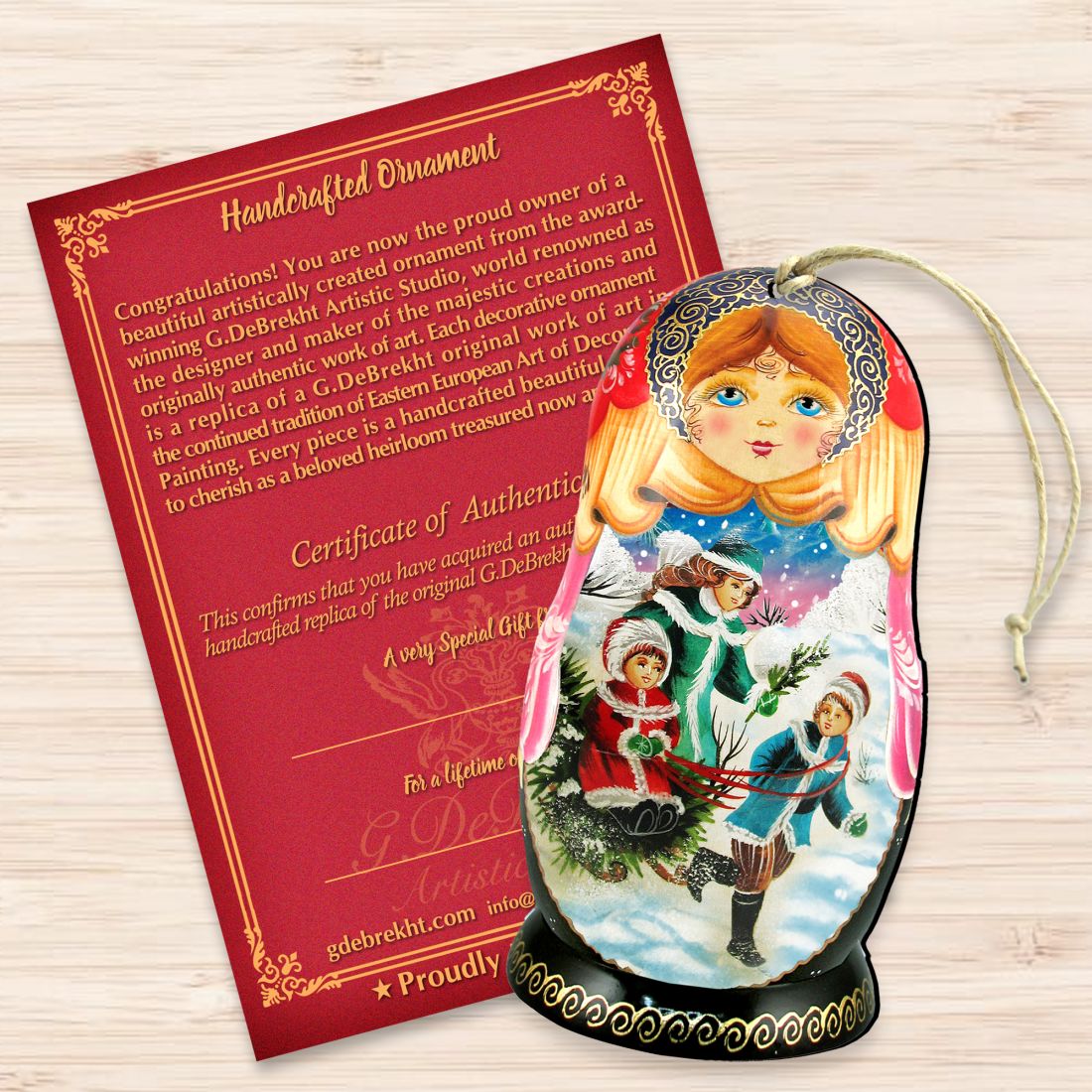 Children Play Matreshka Wooden Ornaments by G. DeBrekht - Christmas Decor - 8110762-3