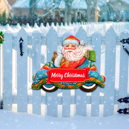 Merry Christmas Santa Door Decor by G. DeBrekht - Christmas Santa Snowman Decor - 8112045-2H-1