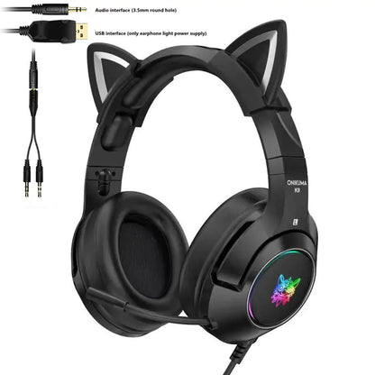 Cute Cat Ear Headphone with Mic