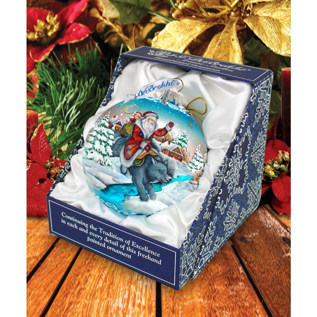 Christmas Arrival Fairytale Glass Ornament Limited Edition by G. DeBrekht - Christmas Santa Snowman Decor - 73866-3