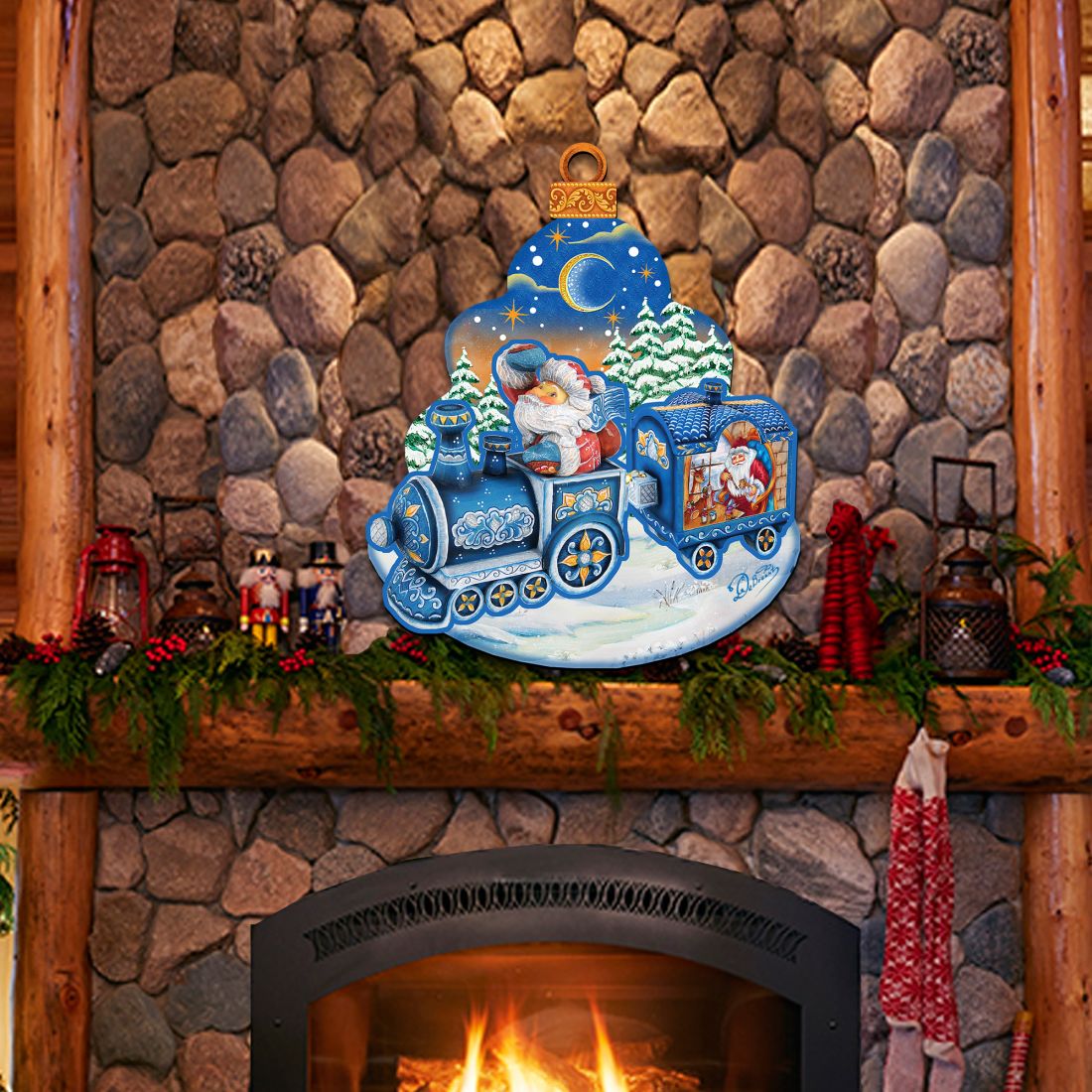 Christmas Train Christmas Door Decor by G. DeBrekht - Christmas Santa Snowman Decor - 8112180H-2