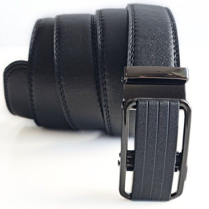 Leather Ratchet Belt For Men Adjustable Size, Slide Buckle