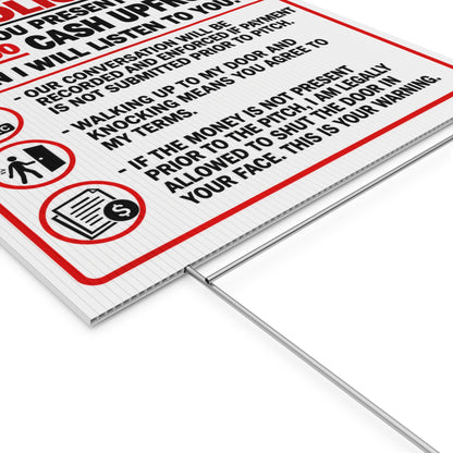 Private Property No Soliciting Yard Sign — 50 Cash Upfront Notice