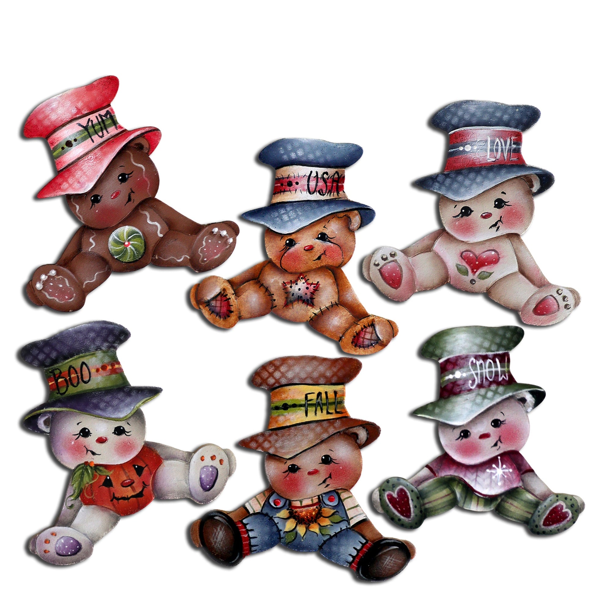 Big Hat Brigade Decorative Eco Wood Magnets Set of 6 by Jamie Mills-Price - Christmas Decor - 8090046G-S6-4