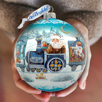 Express Train Ball Glass Ornament Limited Edition by G. DeBrekht - Christmas Santa Snowman Decor - 73873B-1