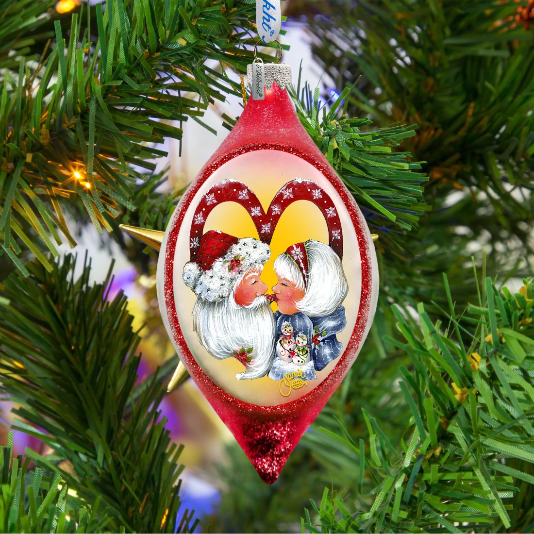Merry Kissmas Glass Ornament by Jamie Mills-Price - Christmas Decor - 757-302-MP-2