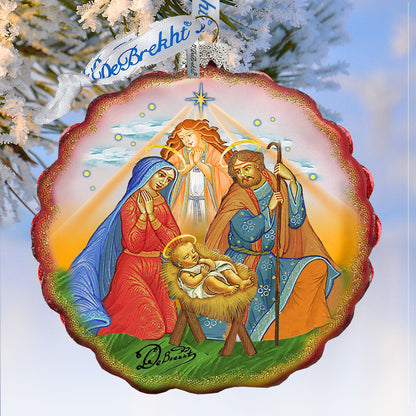 Miracle Nativity Flower Glass Ornament by G. DeBrekht - Nativity Holiday Decor - 759-035-0