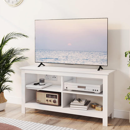 43" White Mid Century TV Stand with Shelves-1