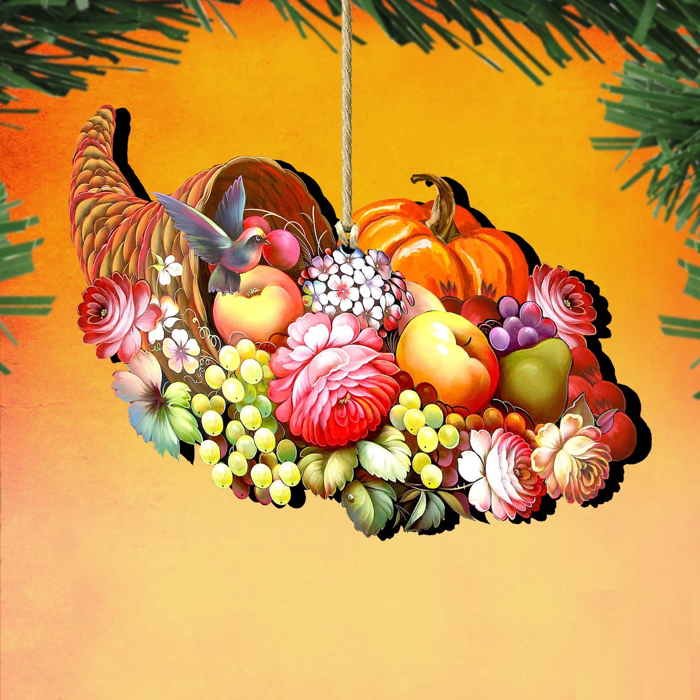 Cornucopia Wooden Ornaments Fall by G. DeBrekht - Thanksgiving Halloween Decor - 8158907-1