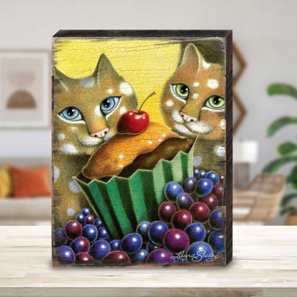Chocolate Marshmallow Wooden Wall Art by Laura Seeley - Pets Dog and Cats Decor - 8512112B-0