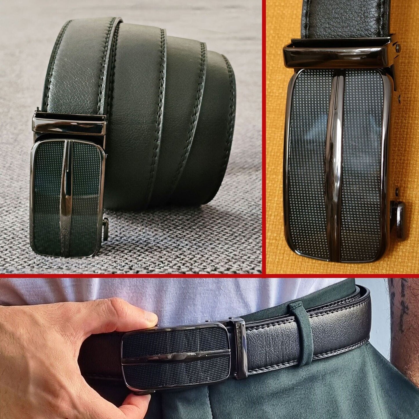 Belt With Slide Buckle Ratchet For Men