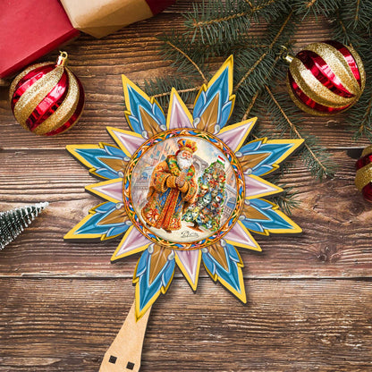 Italian-inspired Santa Tree Topper Wooden Decor by G. Debrekht  - Santa Snowman Decor - 89522-2